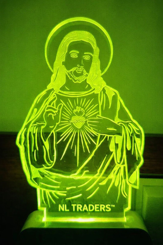 NL Traders Cross Jesus Christ Christian Lord 3D LED Night Lamp Illusion Acrylic Multi Colour Changing Small Portable Light Christmas Gifts wall night light Christmas gift Church Night Lamp (10 cm, White) Night Lamp(10 cm, Multicolor)