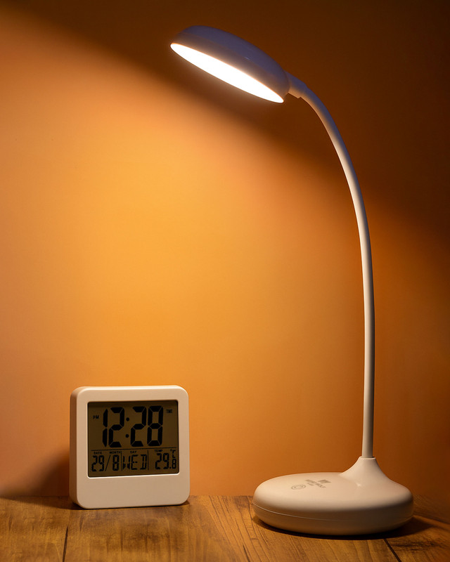 Rudefox 3-Color Mode Rechargeable, LED Study Desk Table Lamp(35 cm, White)