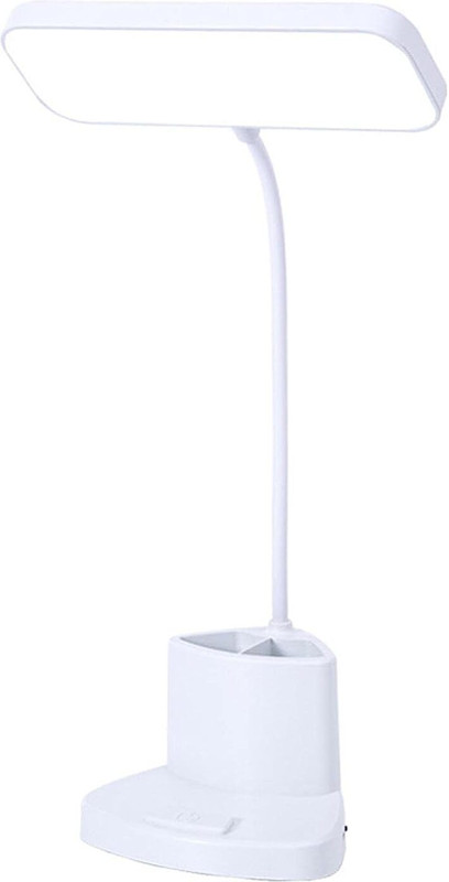 Ever Mall Rechargeable LED Desk Lamp with Pen Holder, Study Table Lamp for Students Study Lamp(15 cm, White)