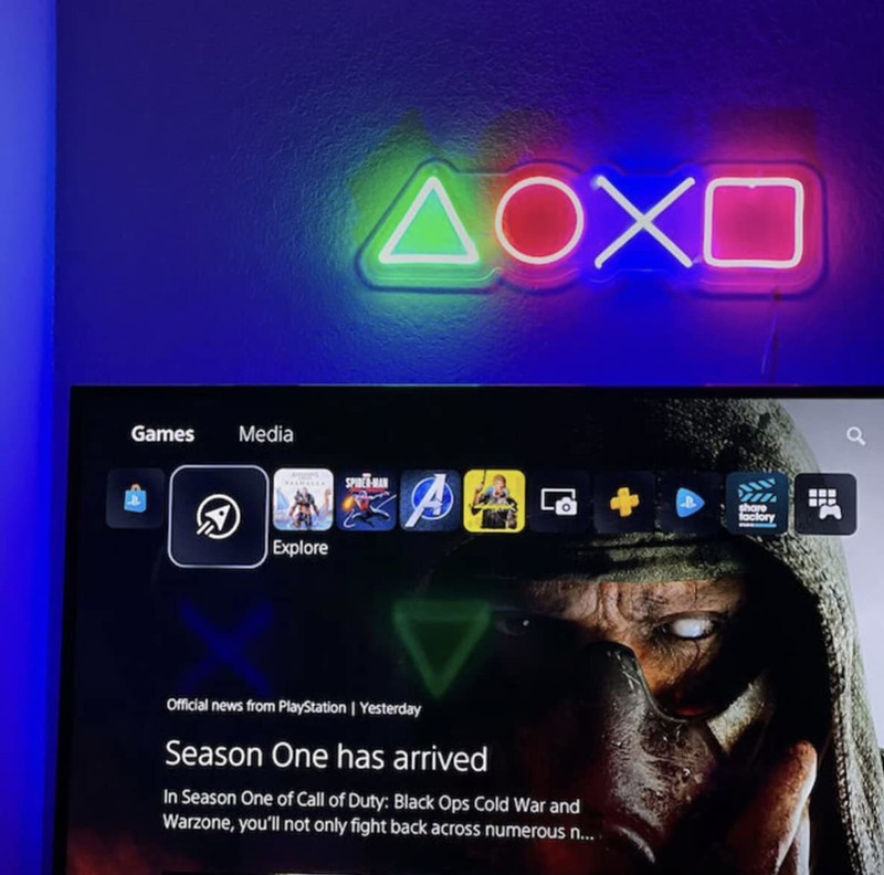 THE PARTY PLANET Playstation LED Neon Sign, Playstationn Desk Neon Light Night Lamp(7.3 cm, Multicolor)