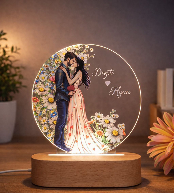 Shayona Personalized LED Lamp for Couples Anniversary & Valentine Gift Night Lamp(22 cm, White)