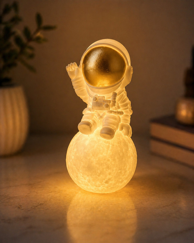 Alviora Astronaut Moon Light Battery Operated LED Night Lamp Night Lamp(13 cm, White)