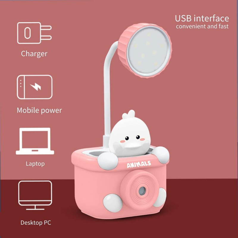 A R International Cartoon Pig LED Desk Lamp with Pen Holder & Sharpener – Kids Room Decor Study Lamp(11 cm, Multicolor)