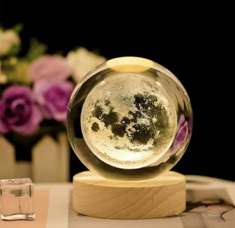 Corozil 3D Moon Crystal Ball Night Lamp(7.5 cm, Yellow)