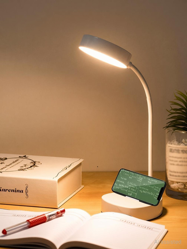 FIRSTLIKE 3 Colour Modes Desk Lamp Rechargeable Touch Lamp Adjustable Brightness Study Lamp(35 cm, White)