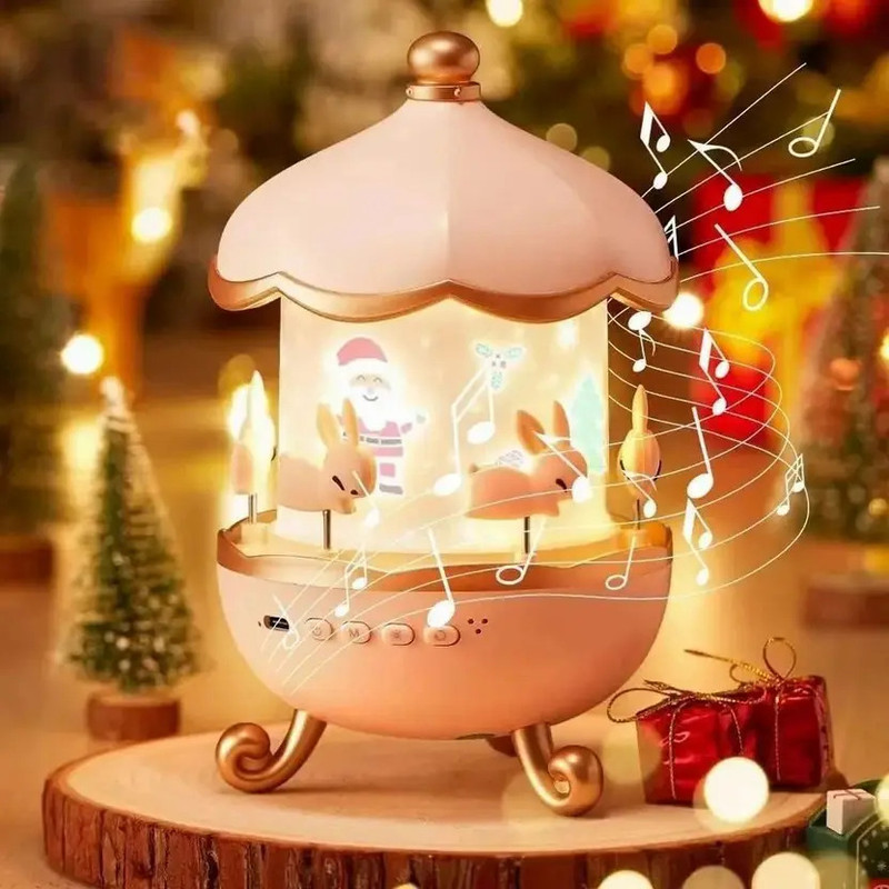 ANIKMART Bunny Star Projector Night Light |360° Rotating Lamp with 6 Film Shades for Kids Night Lamp(22 cm, Pink)