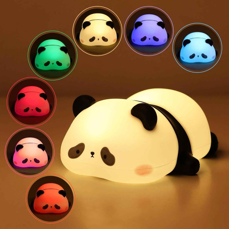 CRENTILA Slipping Panda Kids Sleeping Panda Night Light Touch Silicone Animal Night Lamp(14 cm, White)