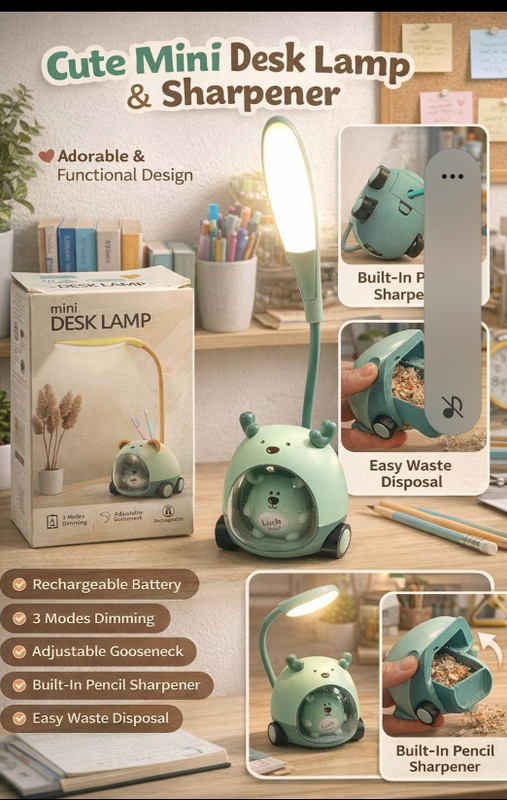 MS ElegantKart 2-in-1 Study Lamp with Sharpener Study Lamp(20 cm, Pink)