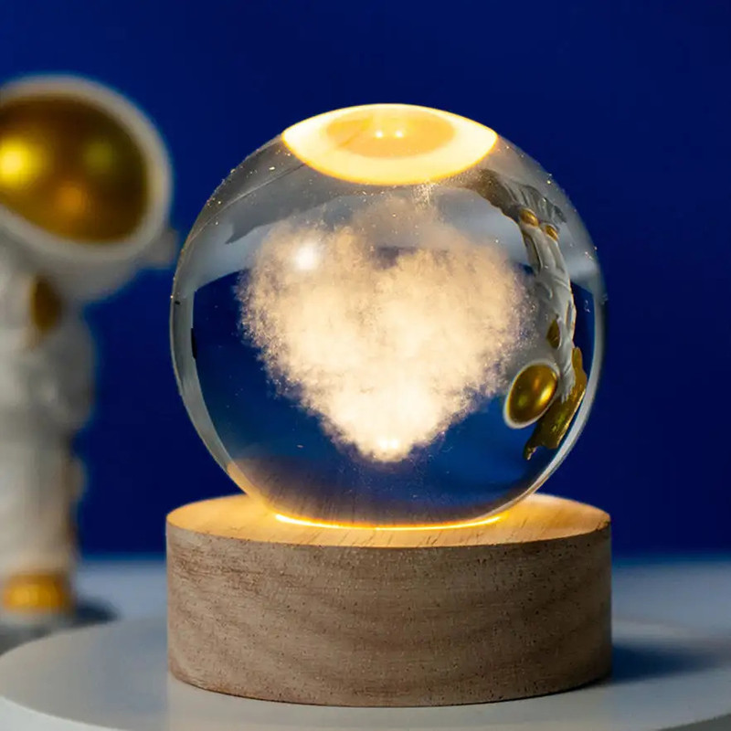 Aipom 3D Heart Crystal Ball Night Lamp(9 cm, Heart)