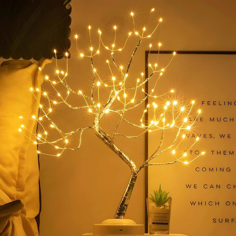 Trendx LED Tabletop Bonsai Tree Night Lamp Light Artificial Light Tree Lamp Night Lamp(52 cm, Golden)