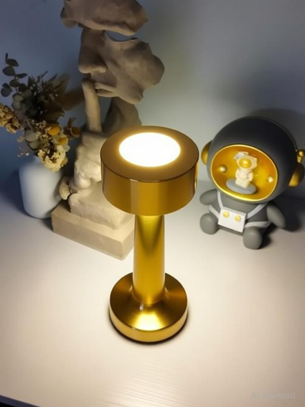 IMNISHNAY Cordless Portable LED Table Lamp, USB Rechargeable Desk Lamp Study Lamp(21 cm, Gold)