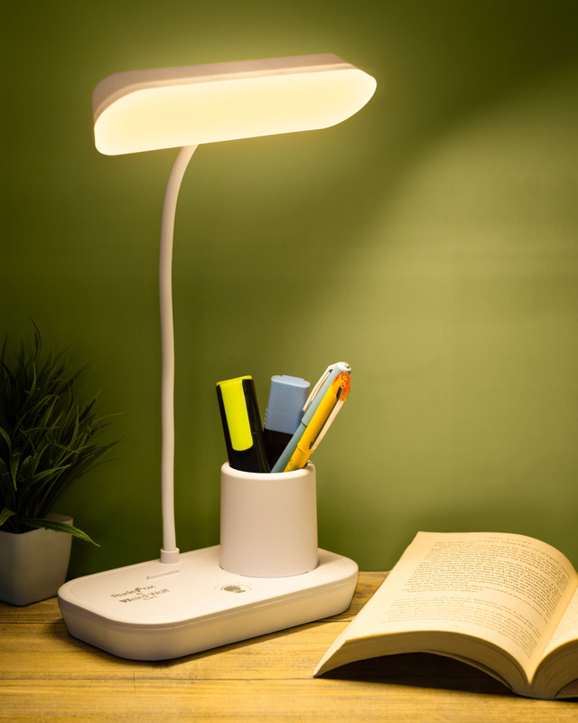 WEIRD WOLF 3 Colour Mode Light- White, Warm,|Table, Study Lamp(35 cm, White)
