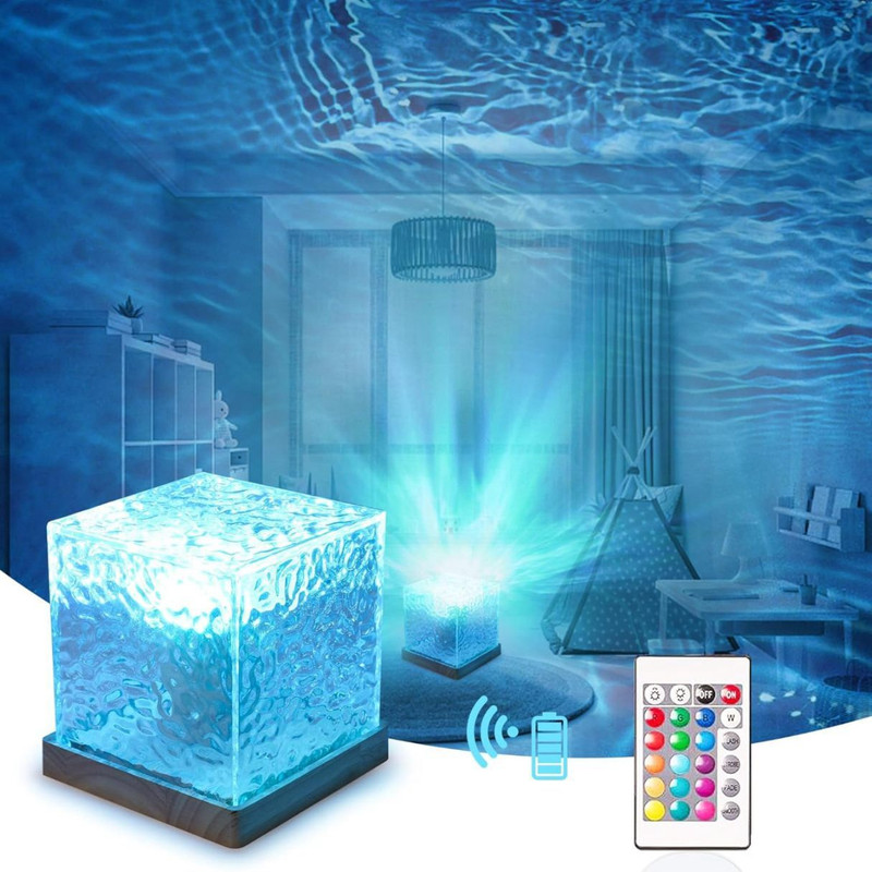 Gupergy Dynamic Rotating Water Ripple Projector Light Lamp (16 colors light) Night Lamp(10 cm, Multicolor)