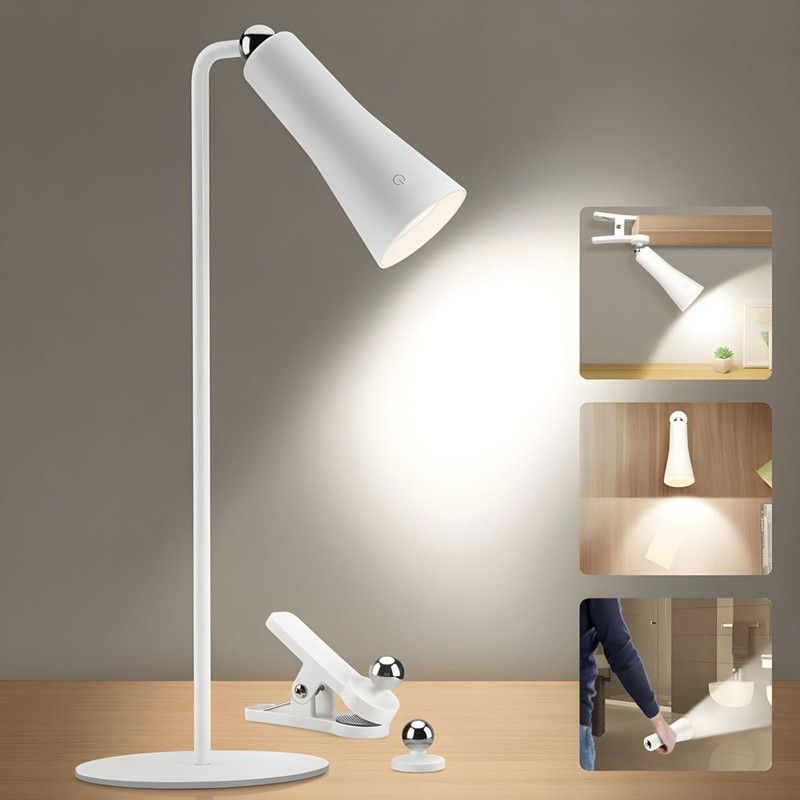 Olsic LED Magnetic Wireless Rechargeable Table Lamps Adjustable 3 Brightness Study Lamp(37.5 cm, White)