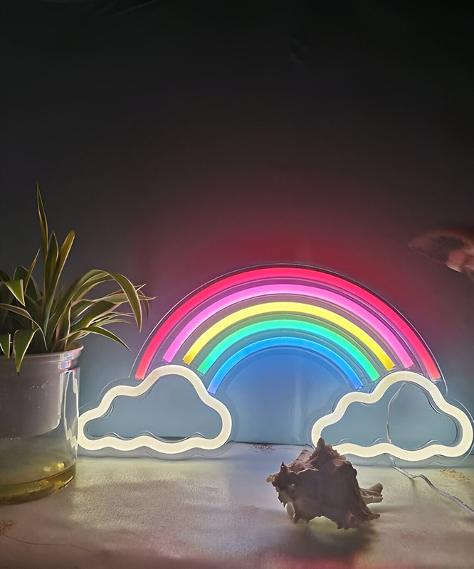 NEON BAZAR NeonRainbow Glow - Acrylic Neon Light for Bedroom, Office & Celebration Decor Night Lamp(5 cm, Multicolor)