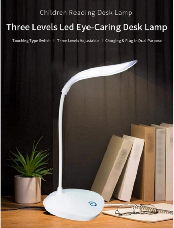 AKR Powerful Rechargeable Emergency Table Lamp (White)_233 Study Lamp(30 cm, White)