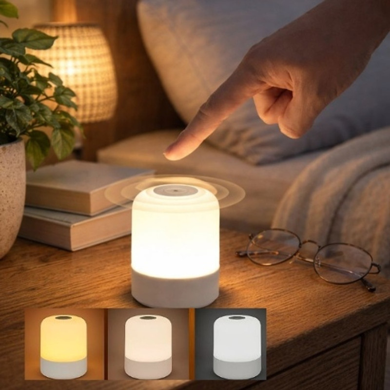 Refulgix Touch Control LED Table Lamp USB Charging, 3 Color Dimmable Brightness Night Lamp(9 cm, White)