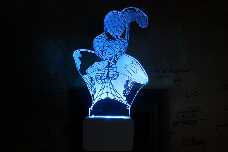 GiftDenaHai Spider man Night Lamp For Bedroom 3D Illusion 7 Color Acrylic Night Lamp (N511) Study Lamp(6 cm, Multicolor)