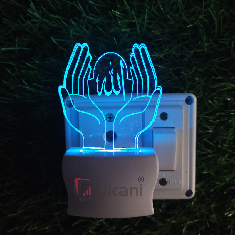 UKANI ALLAH KI DUA Acrylic 3D Illusion RGB 7 Colour Changing LED Plug and Play Night Lamp(6 cm, SD0068)