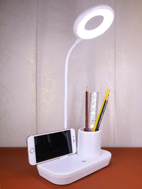 Elegant Lifestyle Rechargeable LED Table Lamp with Mobile & Pen Holder for Office, Bedside Reading Study Lamp(30 cm, White)