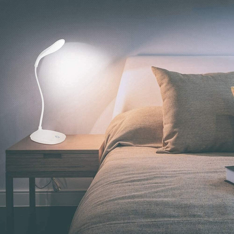 ZOLLYZZ Studywith Rechargeable LED Touch On Off Switch Reading Dimmer Light_TL1354_L280 Study Lamp(35 cm, White)