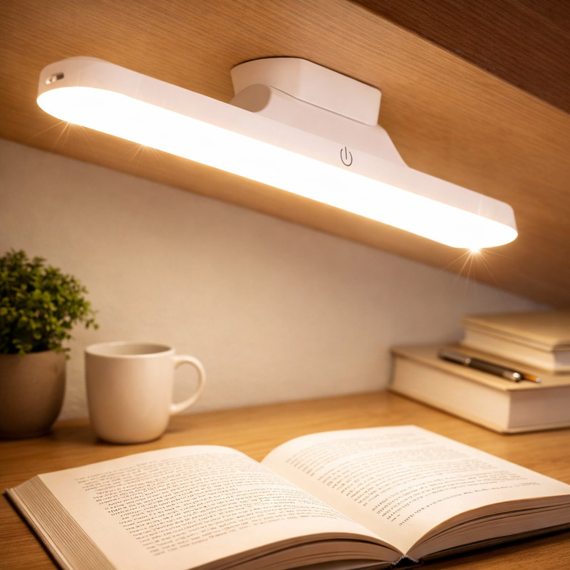 ARJ Rechargeable Touch Sensor LED Study Lamp | Magnetic Stick-On Light, 3 Color Study Lamp(4 cm, White)
