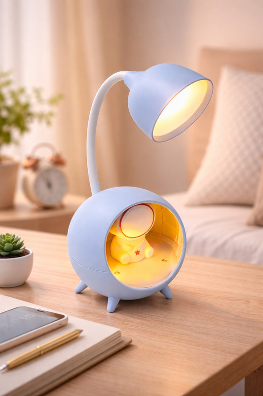 LADDOO Astronaut LED Table Lamp with Night Light | Cute Kids Bedside Lamp Study Lamp(20 cm, Multicolor)