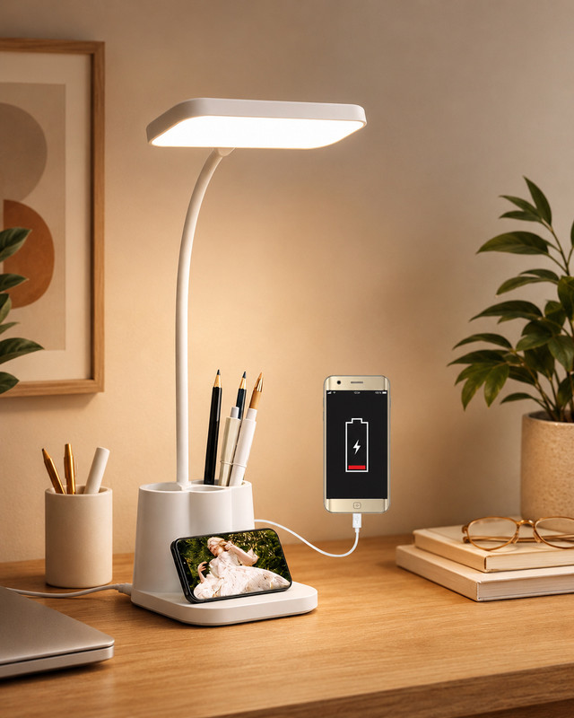 Glowhere LED Lamp Adjustable 3 Modes Touch USB Study & Desk Light Study Lamp(43.5 cm, White)