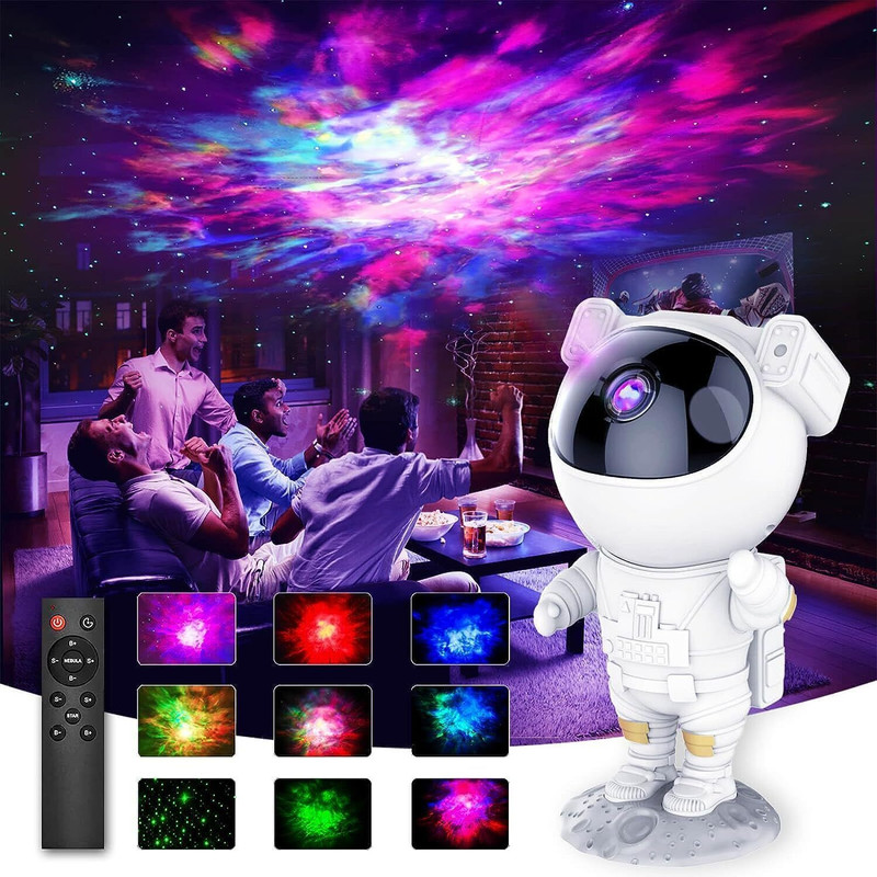 Missfox Astronaut Galaxy Star Projector Starry Night Light, Timer & Remote Control Night Lamp(22.5 cm, Black & White)