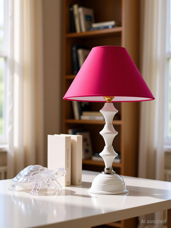 CANDELA Conical Shade Table Lamp (Pink) Table Lamp(25 cm, Pink)