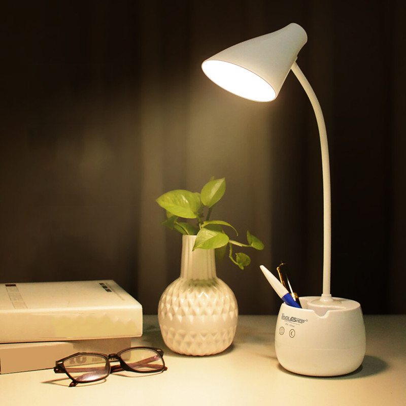 iDOLESHOP Desk Lamp with 3 Shades Touch Control Light and Mobile Holder Design With Night Study Lamp(60 cm, White)