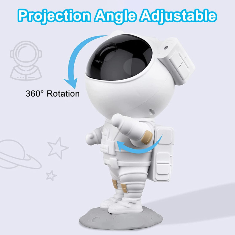 Time 2 toys Astronaut Star Galaxy Projector, Kids Starlight Projector Night Light with Timer (0 lm) Portable Projector(White)
