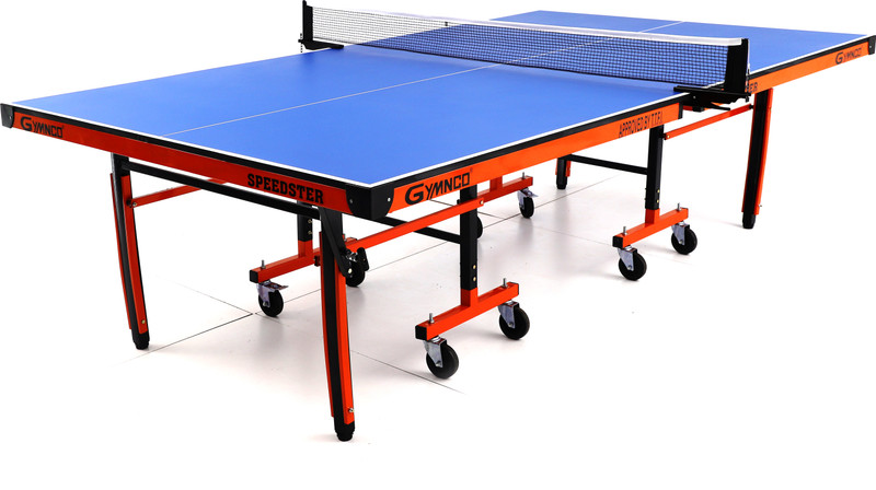 Gymnco Speedster Table Tennis Table Top Thickness 19 mm Laminated (Cover, Racket Balls) Rollaway Indoor Table Tennis Table(Blue)