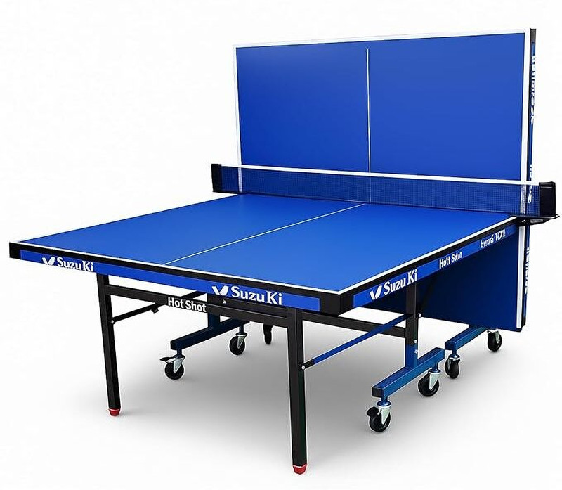 Suzuki BoostUp|TT Hotshot 25mm Laminated Blue Table Tennis Foldable Rollaway Indoor Table Tennis Table(Blue)