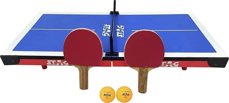 stag global Super Mini Fun Table Tennis (T.T) | (Blue/Black) Material Stationary Indoor Table Tennis Table(Blue)