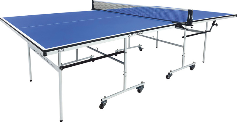 stag global Action Table Tennis Table Blue Top Thickness 16mm Rollaway Indoor Table Tennis Table(Blue)