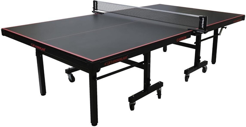 COUGAR Carbon TT Table 25mm Laminated ISI Marked with Net Set 8 Wheels (4 Locking) Rollaway Indoor Table Tennis Table(Black)