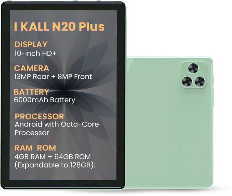 I Kall N19 4 GB RAM 64 GB ROM 10 inch with 4G MTK6757 Octa core Tablet (Green)