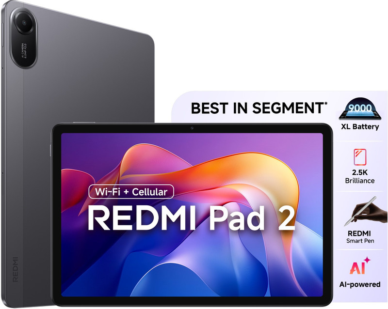 REDMI Pad 2 8 GB RAM 256 GB ROM 11.0 inch with Wi-Fi+4G Gaming MediaTek Helio G100-Ultra processor Tablet (Graphite Grey)