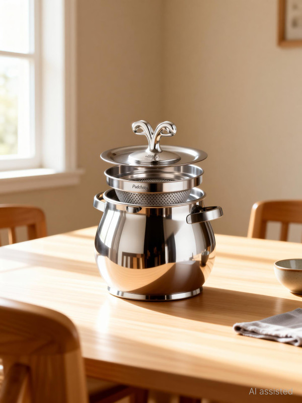 Padchaaya Oil Filter Leakproof Pot Tank with Lid with Mesh Strainer for Cooking&Frying Tagine(Steel)
