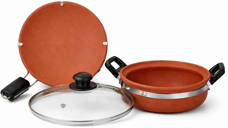 Aaravi lifestyle Traditional Clay Cookware Combo – 3 Piece Set Tagine(Brown)
