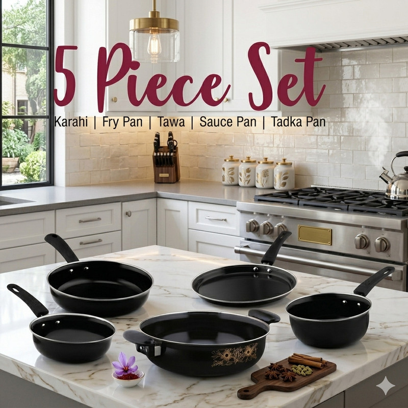 Jainpet Elite 5-Pc Non-Stick Kitchen Set Tagine(Black)