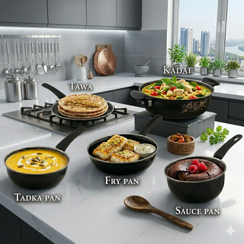 Jainpet The Perfect 5-Piece Pair: Non-Stick Induction Cookware Tagine(Black)