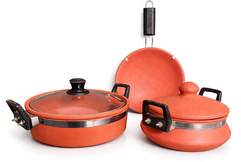 Aaravi lifestyle kadai dal handi and tawa set Tagine(Brown)
