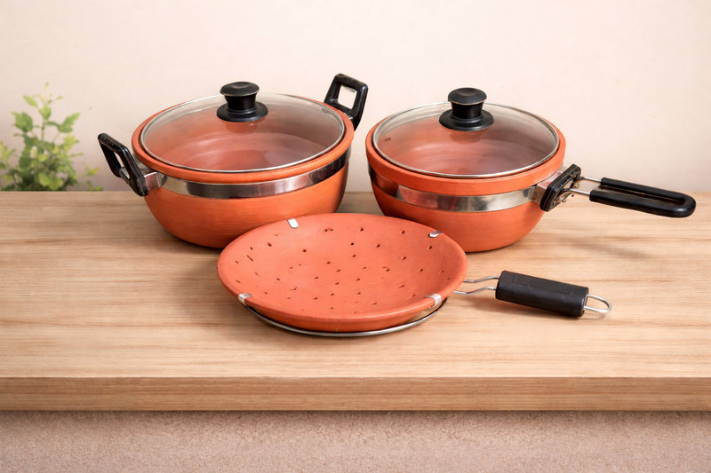 Aaravi lifestyle kadhai sauce pan and hole tava Tagine(Brown)