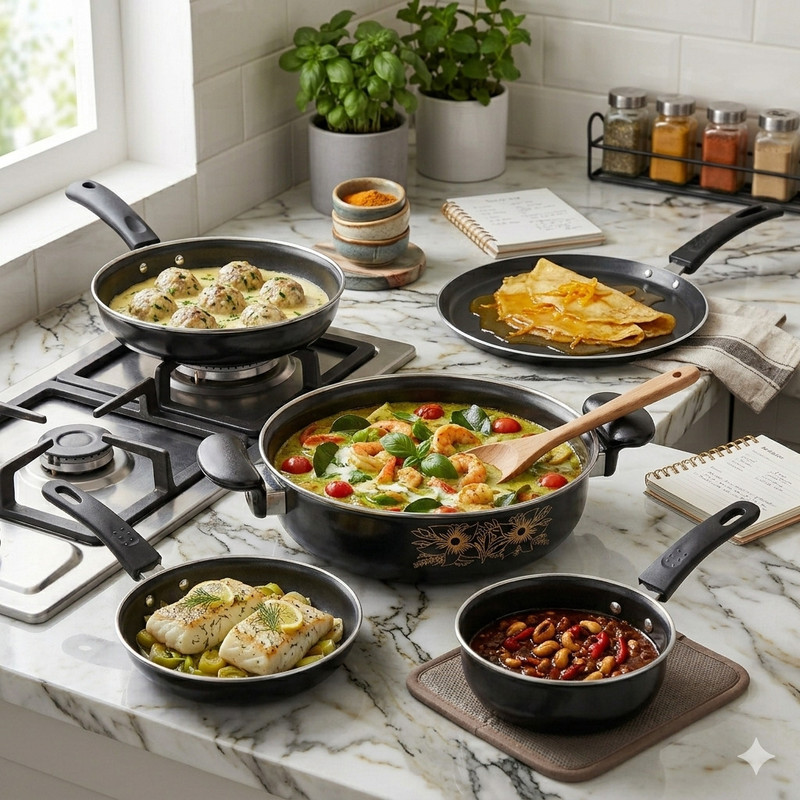 Jainpet Cookware Set 5 pic combo 27-4 K7 Tagine(Black)