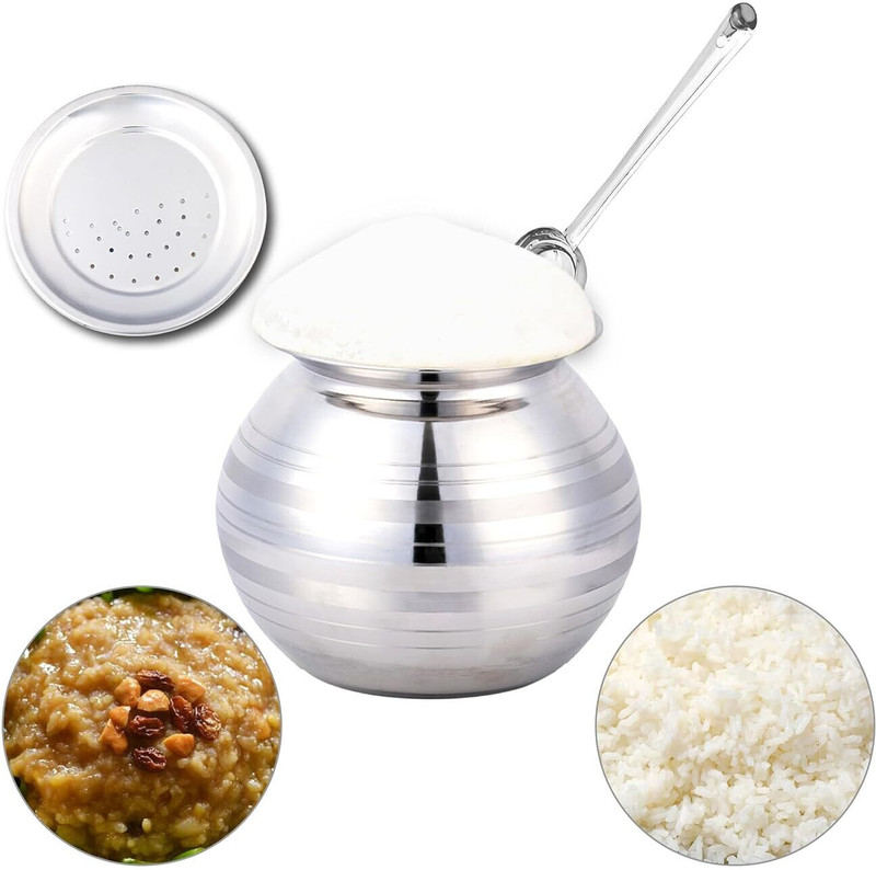 THANGAM Thangam 4.5 Ltr Stainless Steel Pot with Vadi Plate & Ladle | Multi-Purpose Tagine(Silver, Steel)