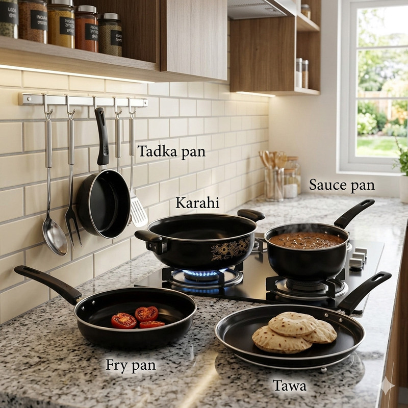 Jainpet Urban Chef Series: Sleek 5-Piece Induction-Ready Essentials Tagine(Black)