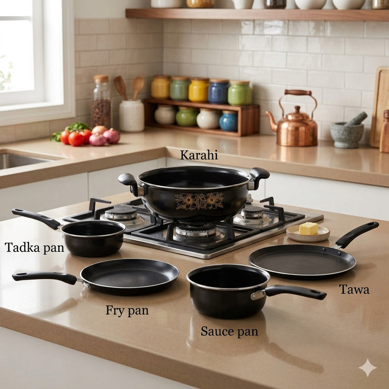 Jainpet All-in-One Professional Cookware Set Induction Bottom Non-Stick Coated Cookware Set(Cast Iron, 1 - Piece)
