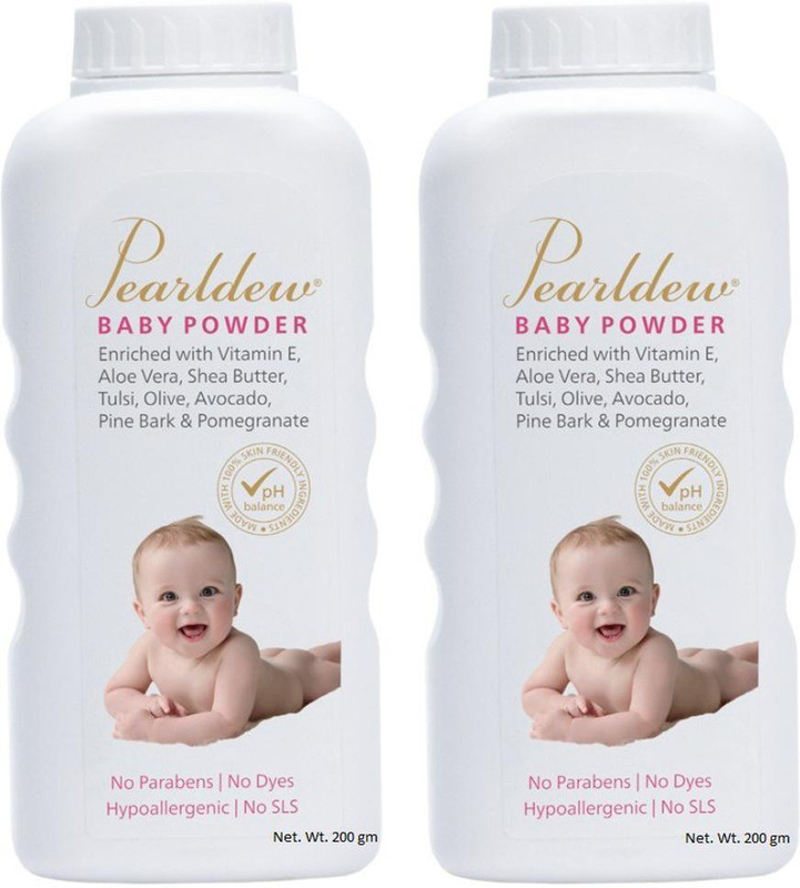 Pearldew Baby Powder 200 gm | With Tulsi, Neem, Aloe vera, Shea Butter(2 x 200 g)